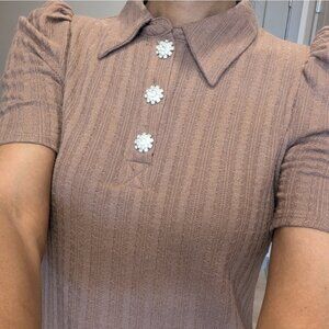 Rhinestone Button Top